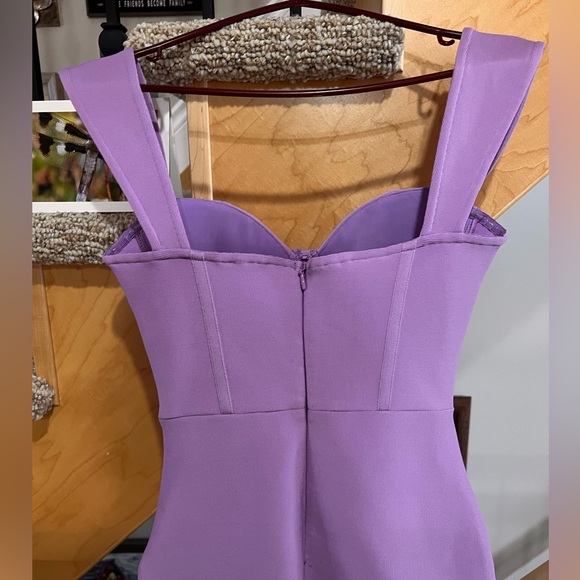 Size S draped off shoulder purple bandage dress - Picture 3 of 16
